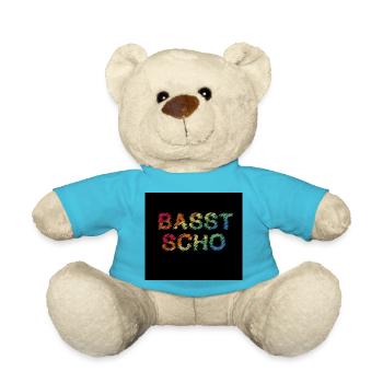 Bassist Geschenk BASST SCHO Bassisten Geschenkidee - Teddy - Atollblau - Vorne