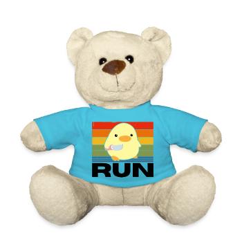 Run duck with knife meme funny saying vintage - Teddy Bear - atoll blue - Front