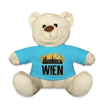 Vienna Austria Austria Skyline City Gold - Teddy Bear - atoll blue - Front