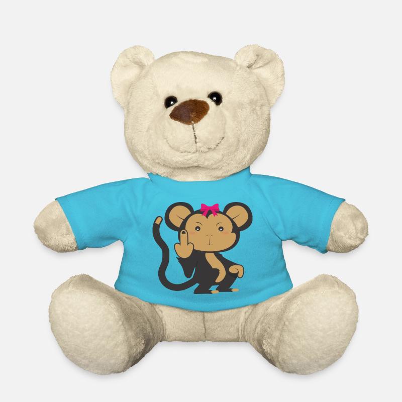 Genervter, süßer Affe mit Schleife - Teddy - Atollblau