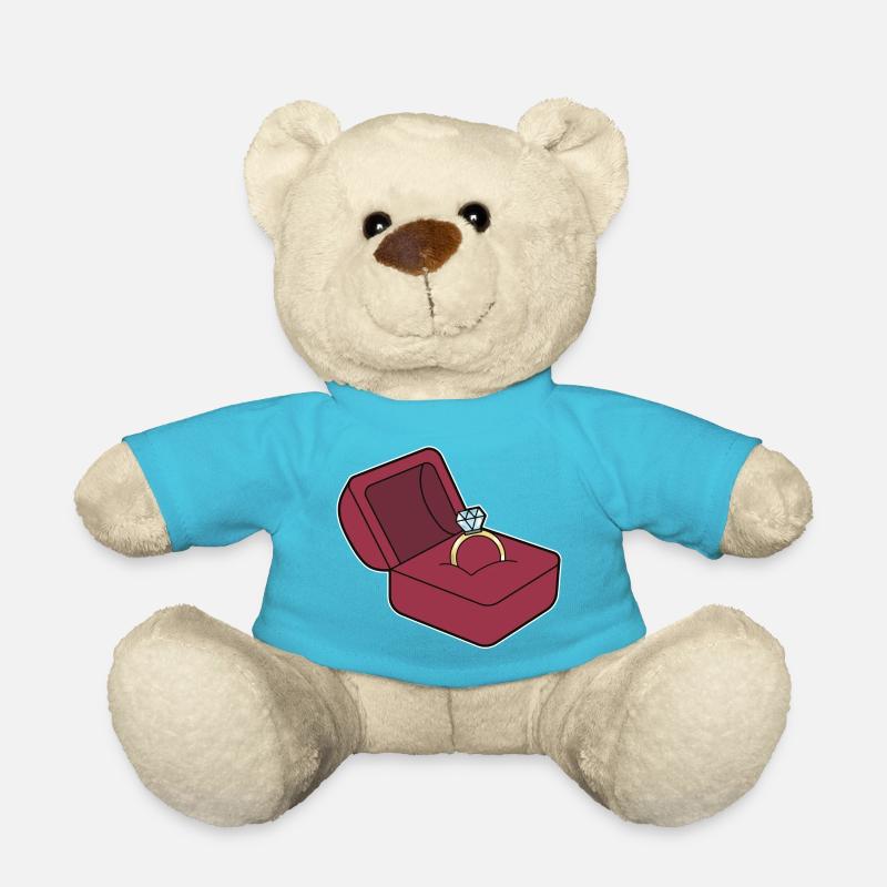 Wedding ring marriage proposal - Teddy Bear - atoll blue