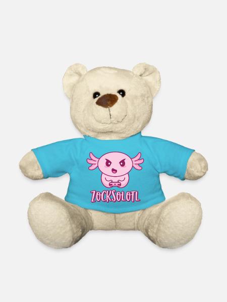 Axolotl Zocker zocken gamer spielen Zocksolotl - Teddy - Atollblau