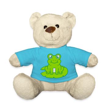Frosch sitzt Seerose Seeblatt - Teddy - Atollblau - Vorne