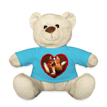 Katzenherz Valentinstag Katzenliebhaber Geschenk - Teddy - Atollblau - Vorne