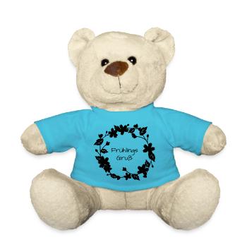 Frühlingsgruß, Frühlingsspruch, Frühlingsdesign - Teddy - Atollblau - Vorne