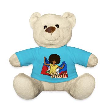Haiti Haitian Flagge Frau Prinzessin I Geschenk - Teddy - Atollblau - Vorne