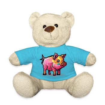 Ein schönes farbenfrohes ausgewachsenes Schwein - Teddy - Atollblau - Vorne