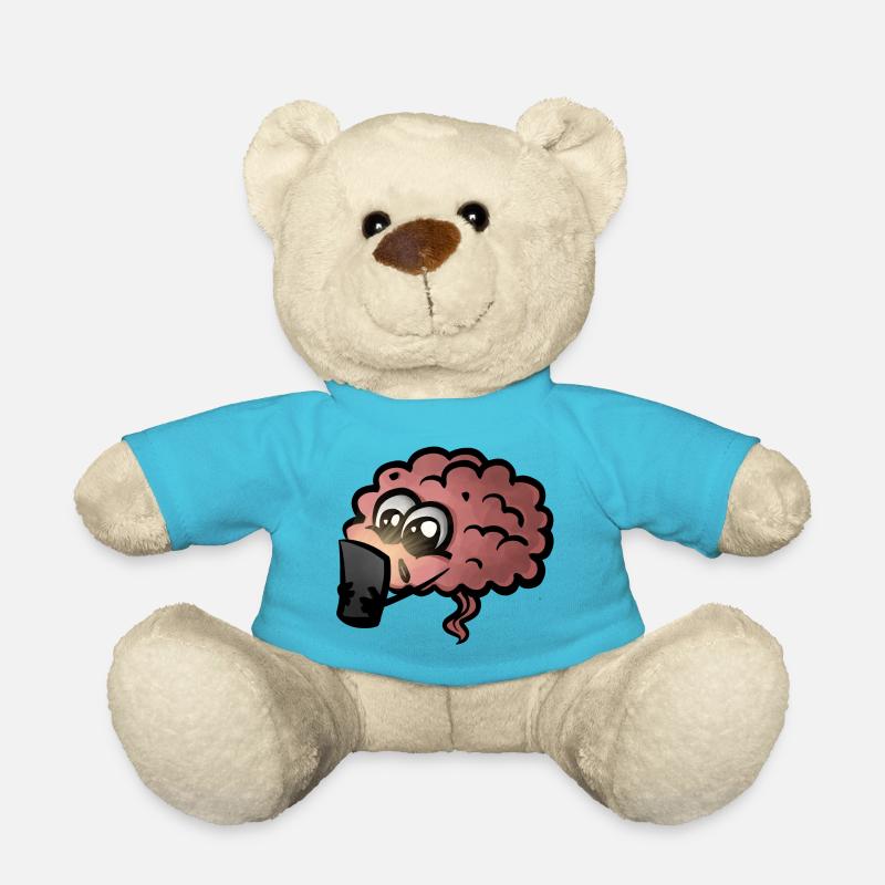 Gehirn Handy Sucht Geschenkidee - Dopamin süchtig - Teddy - Atollblau