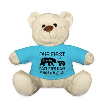 Papa und Baby erster Vatertag - Teddy - Atollblau - Vorne
