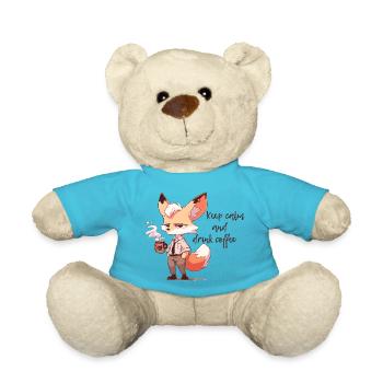 Reste calme et bois du café Motif Renard - Nounours - bleu outremer - Devant