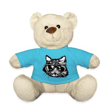 Katzenkopf Sonnenbrille Zeichnung 1 A - Teddy - Atollblau - Vorne