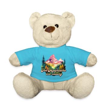 The Mountains Are Calling Berge Bergsteiger Natur - Teddy - Atollblau - Vorne