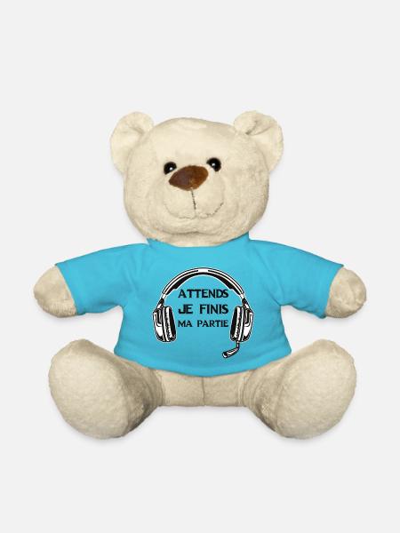 Attends Je Finis ma Partie Gamer Jeux Video Game - Nounours - bleu outremer