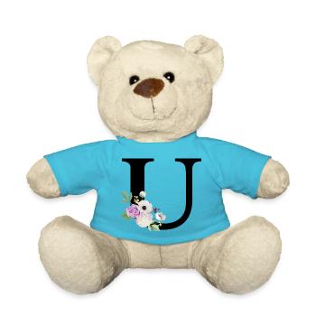 Lila Blumenbuchstabe u - Teddy - Atollblau - Vorne