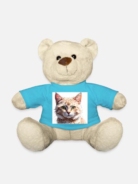 Orange Katzenporträt-Illustration - Teddy - Atollblau