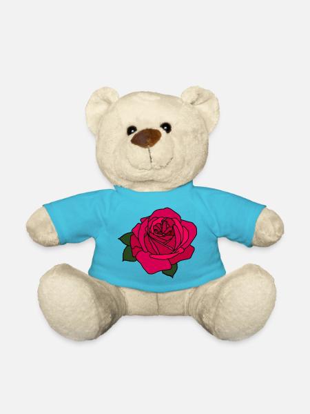 Pink Rose - Teddy Bear - atoll blue