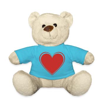 Rotes Herz, um Ihre Liebe zu erklären - Teddy - Atollblau - Vorne