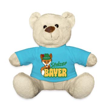 Proud Bavarian - Fox with Bavarian Hat - Teddy Bear - atoll blue - Front