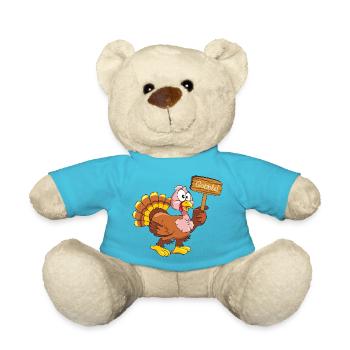 Funny turkey with wooden pointer - Teddy Bear - atoll blue - Front