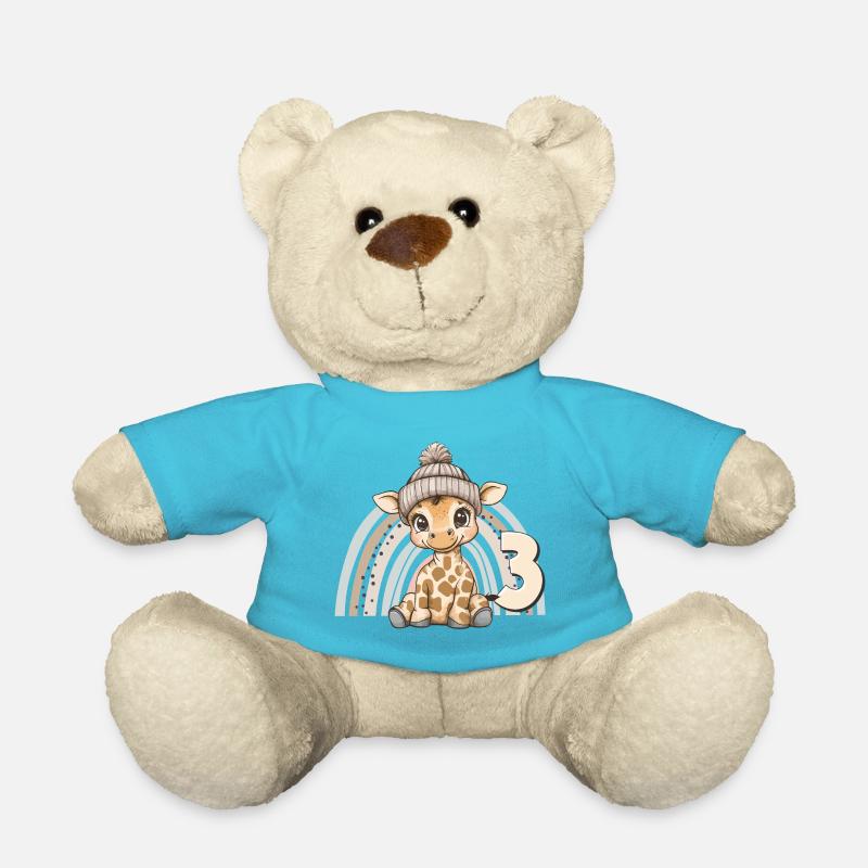 3. Geburtstag Giraffe Regenbogen Süß Niedlich - Teddy - Atollblau