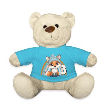 3. Geburtstag Fuchs Regenbogen Süß Niedlich - Teddy - Atollblau - Vorne