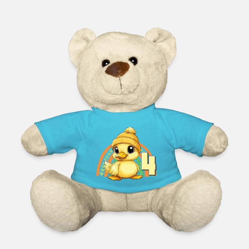 4. Geburtstag Ente Regenbogen Süß Niedlich - Teddy - Atollblau