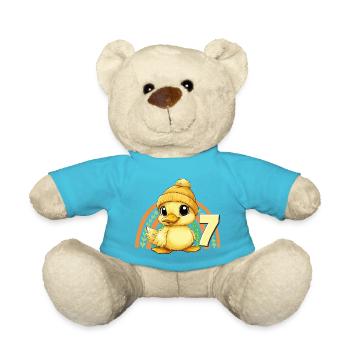 7. Geburtstag Ente Regenbogen Süß Niedlich - Teddy - Atollblau - Vorne