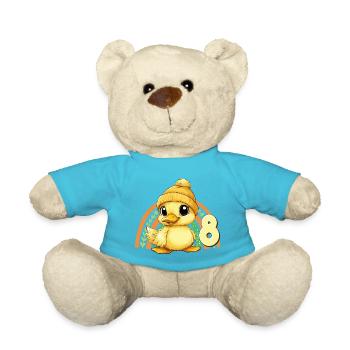 8. Geburtstag Ente Regenbogen Süß Niedlich - Teddy - Atollblau - Vorne
