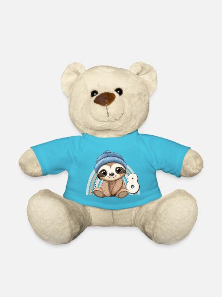 8. Geburtstag Faultier Regenbogen Süß Niedlich - Teddy - Atollblau