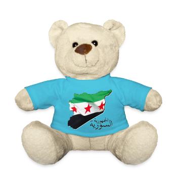 Drapeau de la Syrie sur la carte de la Syrie SY - Nounours - bleu outremer - Devant