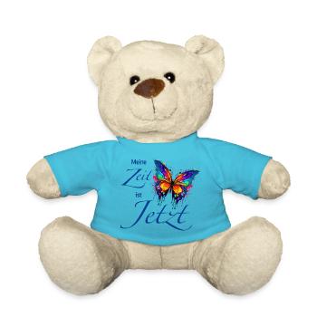 Schmetterling "Meine Zeit ist JETZT" - Achtsamkeit - Teddy - Atollblau - Vorne