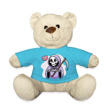 Cute Grim Reaper with Heart Hands - Teddy Bear - atoll blue - Front