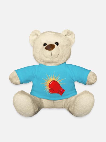 Roter Boxhandschuh mit Schlag-Effekt - Teddy - Atollblau
