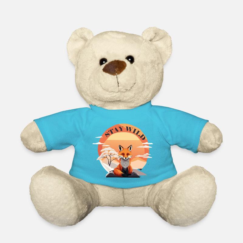Meditierender Fuchs mit der Aufschrift Stay Wild - Teddy - Atollblau