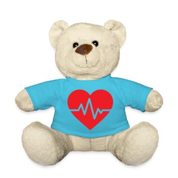 Vibrant Heartbeat Pulse Design ECG - Teddy Bear - atoll blue - Front