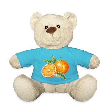 Watercolor orange fruits with leaves - Teddy Bear - atoll blue - Front