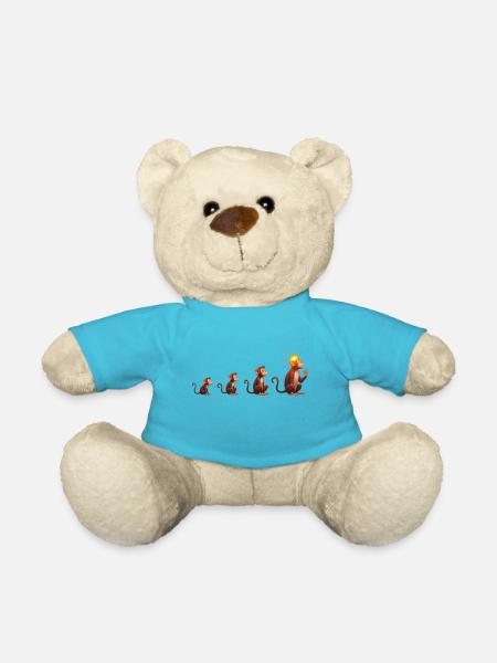 Evolution der Affen mit Sonnenkopf - Teddy - Atollblau