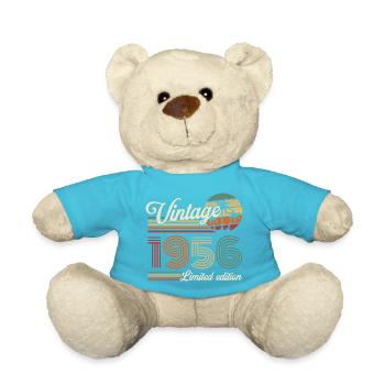 Original 1956 Vintage Vintage Birthday Retro - Teddy Bear - atoll blue - Front
