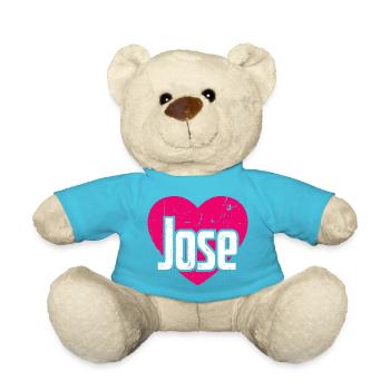 I Love Jose Pinkes Herz Ich liebe Jose - Teddy - Atollblau - Vorne