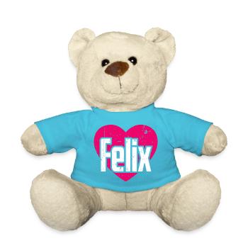 I Love Felix Pinkes Herz Ich liebe Felix - Teddy - Atollblau - Vorne