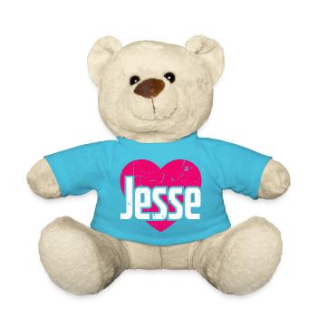 I Love Jesse Pinkes Herz Ich liebe Jesse - Teddy - Atollblau - Vorne