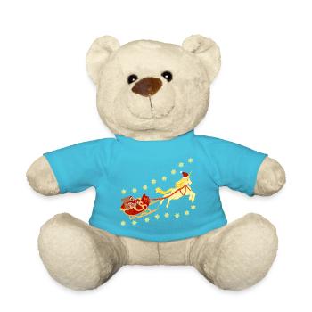 Unicorn with Christmas Sleigh, Bear, Tiger - Teddy Bear - atoll blue - Front