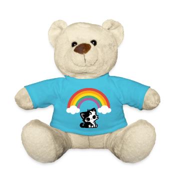 Goth Cat under the Rainbow Motif - Teddy Bear - atoll blue - Front