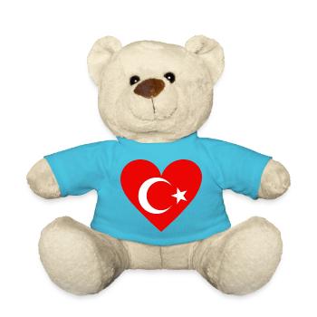 Heart with Turkish flag - Teddy Bear - atoll blue - Front