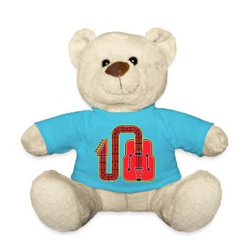 Guitare rétro à forme abstraite rouge - Nounours - bleu outremer - Devant