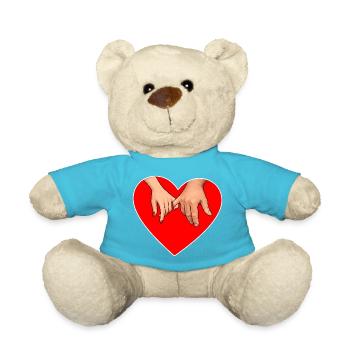 Holding hands heart - Teddy Bear - atoll blue - Front