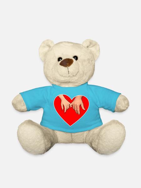 Händehalten Herz - Teddy - Atollblau