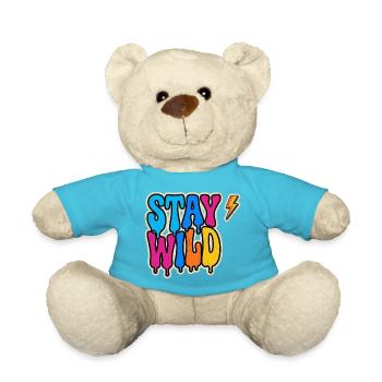 ​Stay Wild Neon Graffiti Typography - Teddy Bear - atoll blue - Front