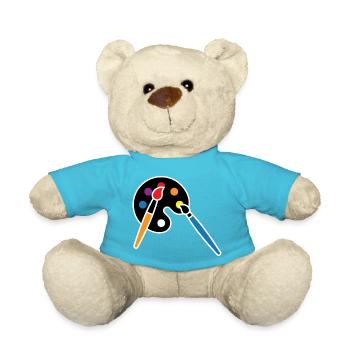 Peinture, palette de couleurs, pinceau, icône artistique - Nounours - bleu outremer - Devant