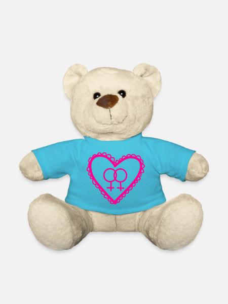 Heart of the Two Femini Symbols - Teddy Bear - atoll blue